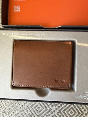 Bellroy Slim Sleeve Wallet in Brown Leather NWT